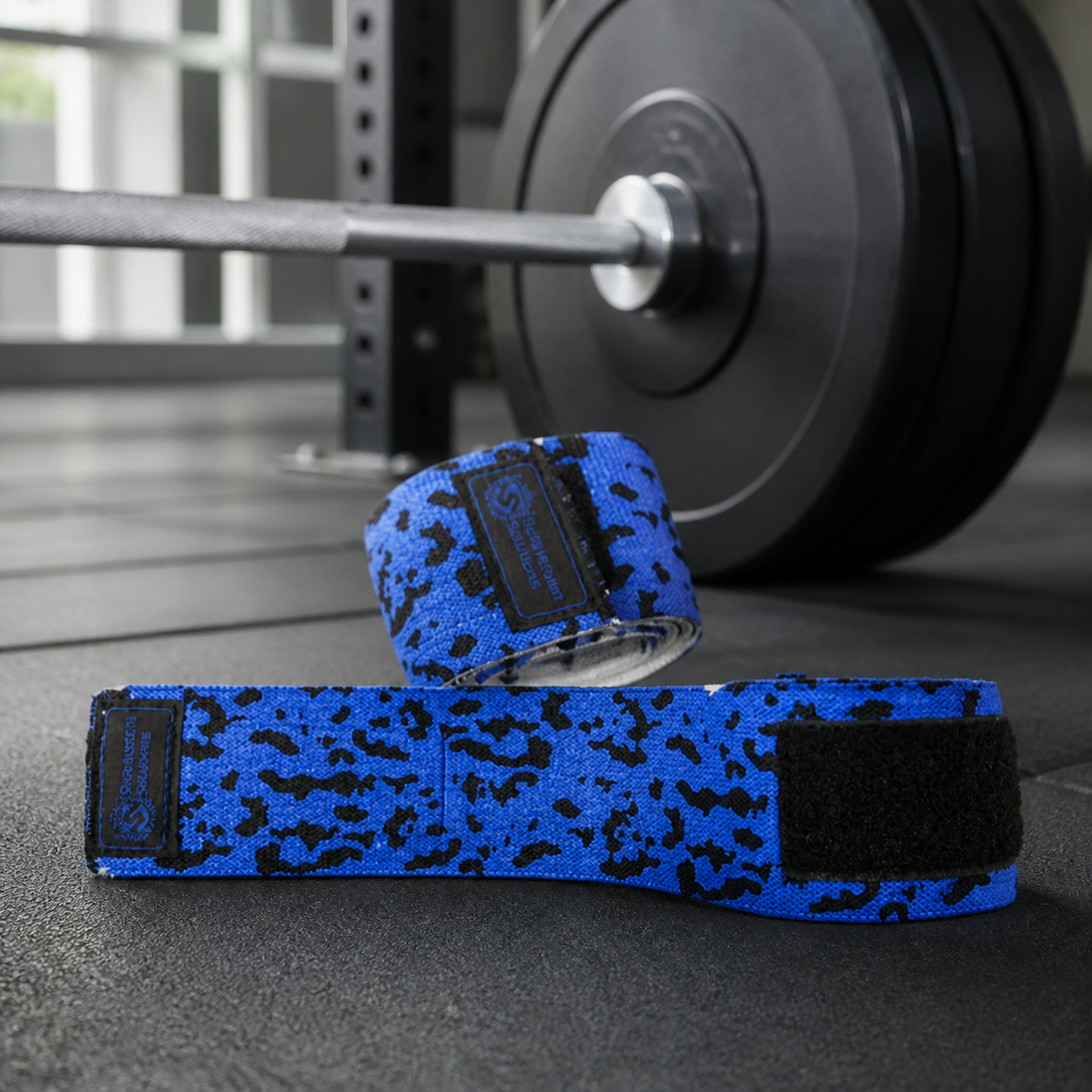 Supplement Solutions Camo Knee Wraps 180cm in a lifestyle setting